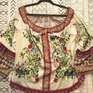 Umgee + off the shoulder botanical blouse 1XL